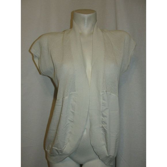 Chico's Sweaters - CHICO'S Size M 1 Ivory Mesh Open Front Cardigan